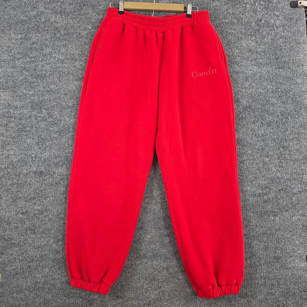 Comfrt Set Unisex XL Minimalist Red Fleece Hoodie Joggers Sweatsuit Set Lounge - Picture 10 of 16